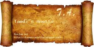 Tamás Anetta névjegykártya